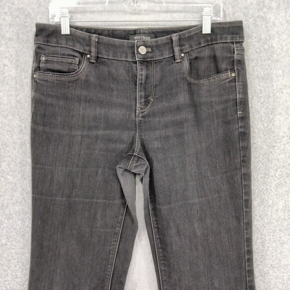 White House Black Market Boot Leg Jeans Womens Size 10 R Black Blanc Stretch Mid - Picture 2 of 11